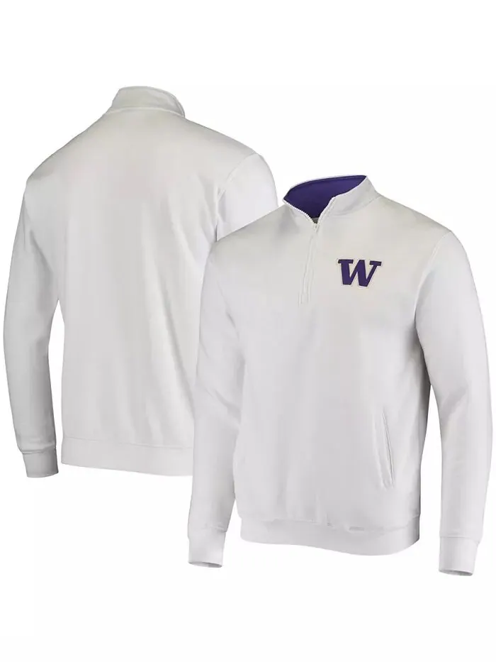 Мужская белая толстовка Washington Huskies Tortugas Logo с застежкой-молнией на четверть длины для — изображение 1 из 3