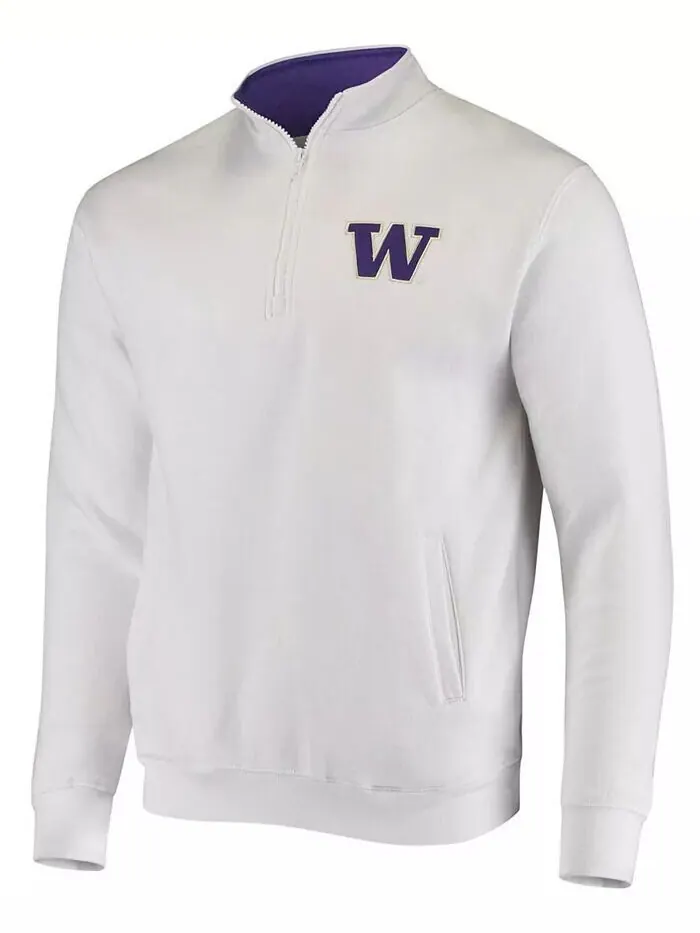 Мужская белая толстовка Washington Huskies Tortugas Logo с застежкой-молнией на четверть длины для — изображение 2 из 3
