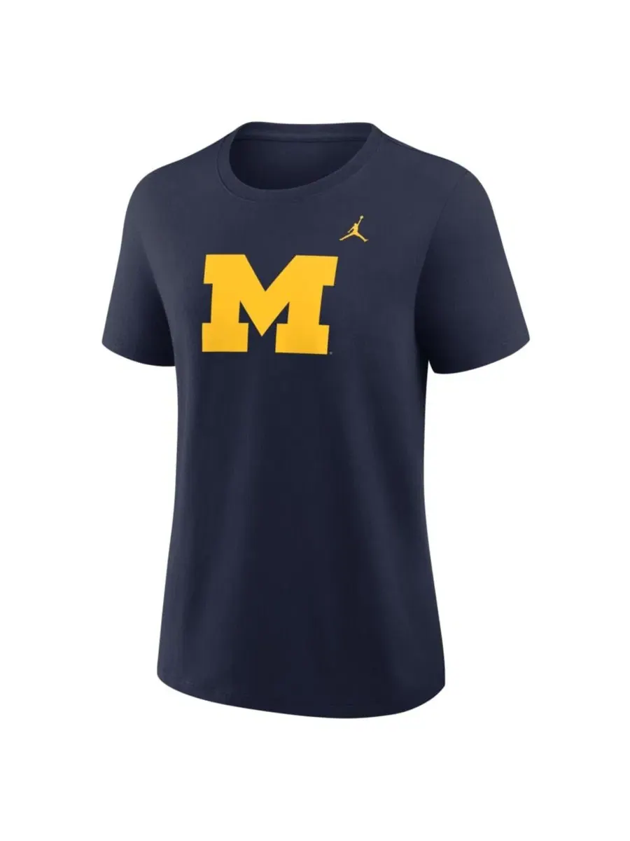 Футболка с длинным рукавом Michigan Wolverines Primary Logo Jordan — изображение 2 из 3, темно-синий