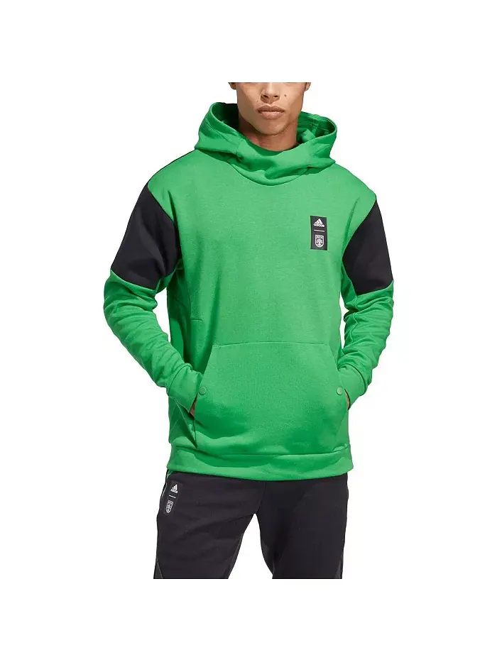 Мужская зеленая толстовка с капюшоном Austin FC 2023 Player Travel Pullover Hoodie adidas