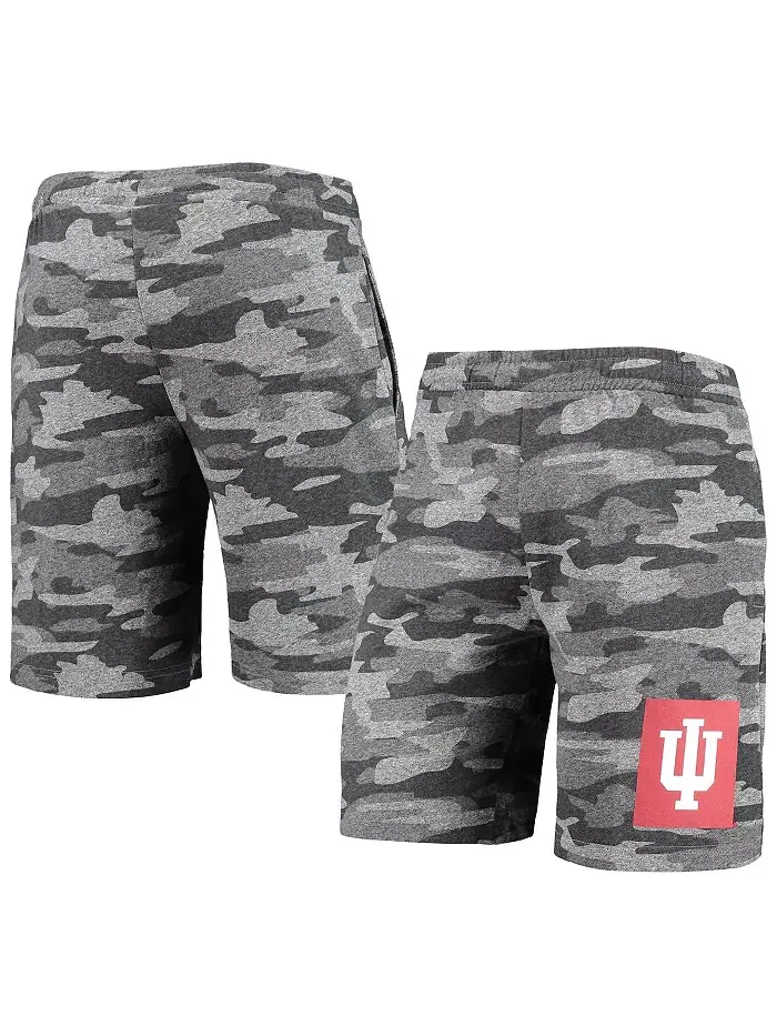 Мужские шорты для отдыха Indiana Hoosiers камуфляжные серые с начесом Concepts Sport