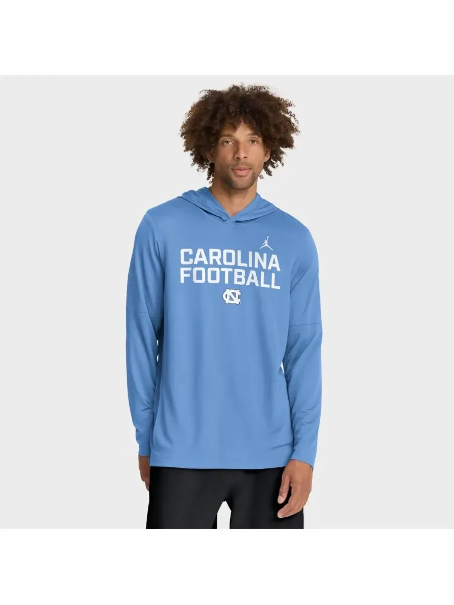 Jordan Мужская толстовка с длинным рукавом цвета Carolina Blue с символикой North Carolina Tar