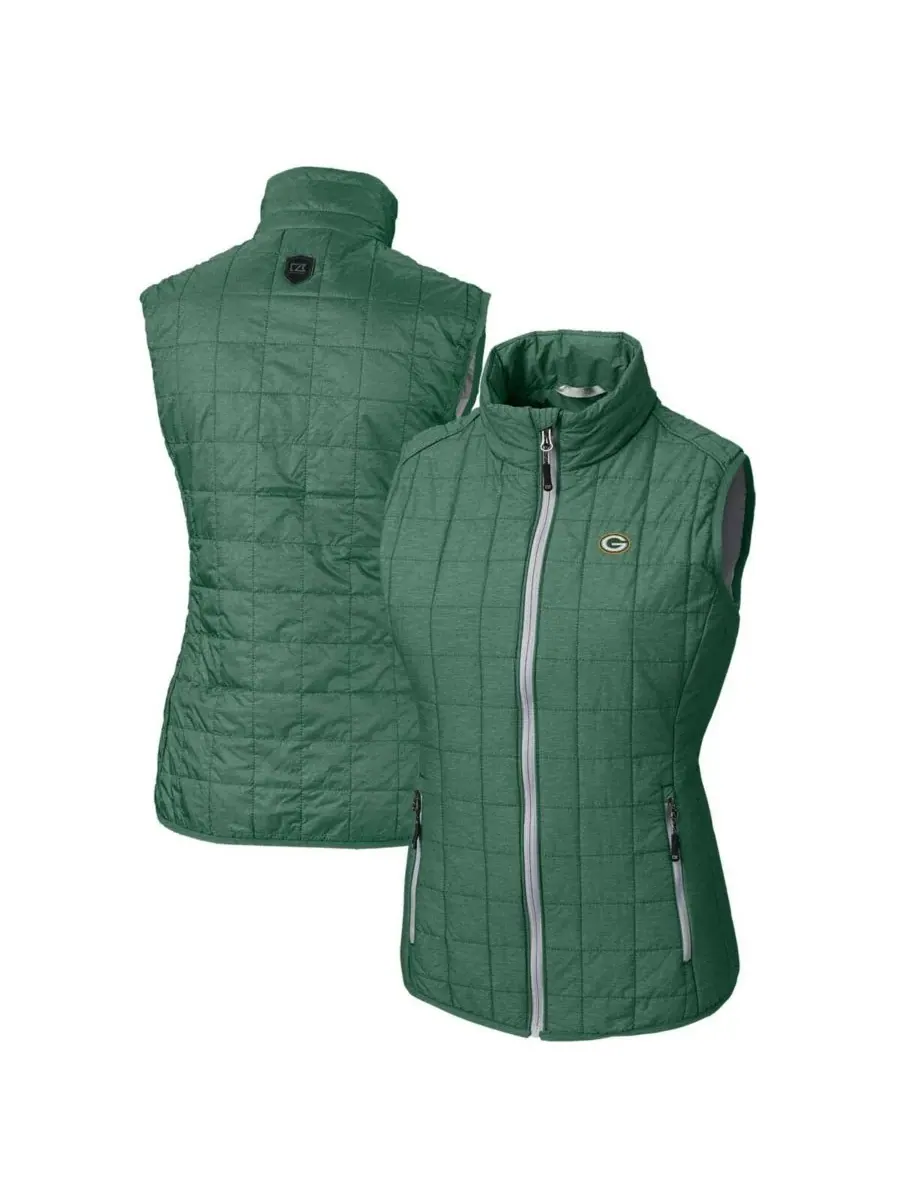 Cutter & Buck Женский утепленный пуховый жилет Green Bay Packers Rainier PrimaLoft Eco на молнии