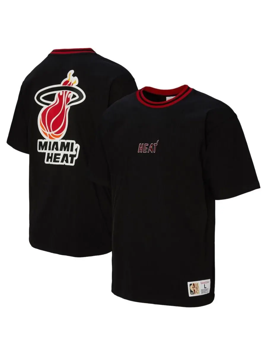 Mitchell & Ness Мужская и женская черная футболка Miami Heat Playmaker с винтажным логотипом