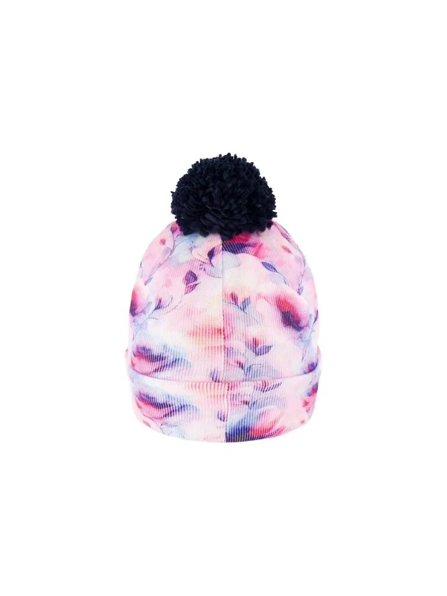 Зимняя вязаная шапка с помпоном, с принтом Deux par Deux, Mauve Printed Flowers — изображение 4 из 6