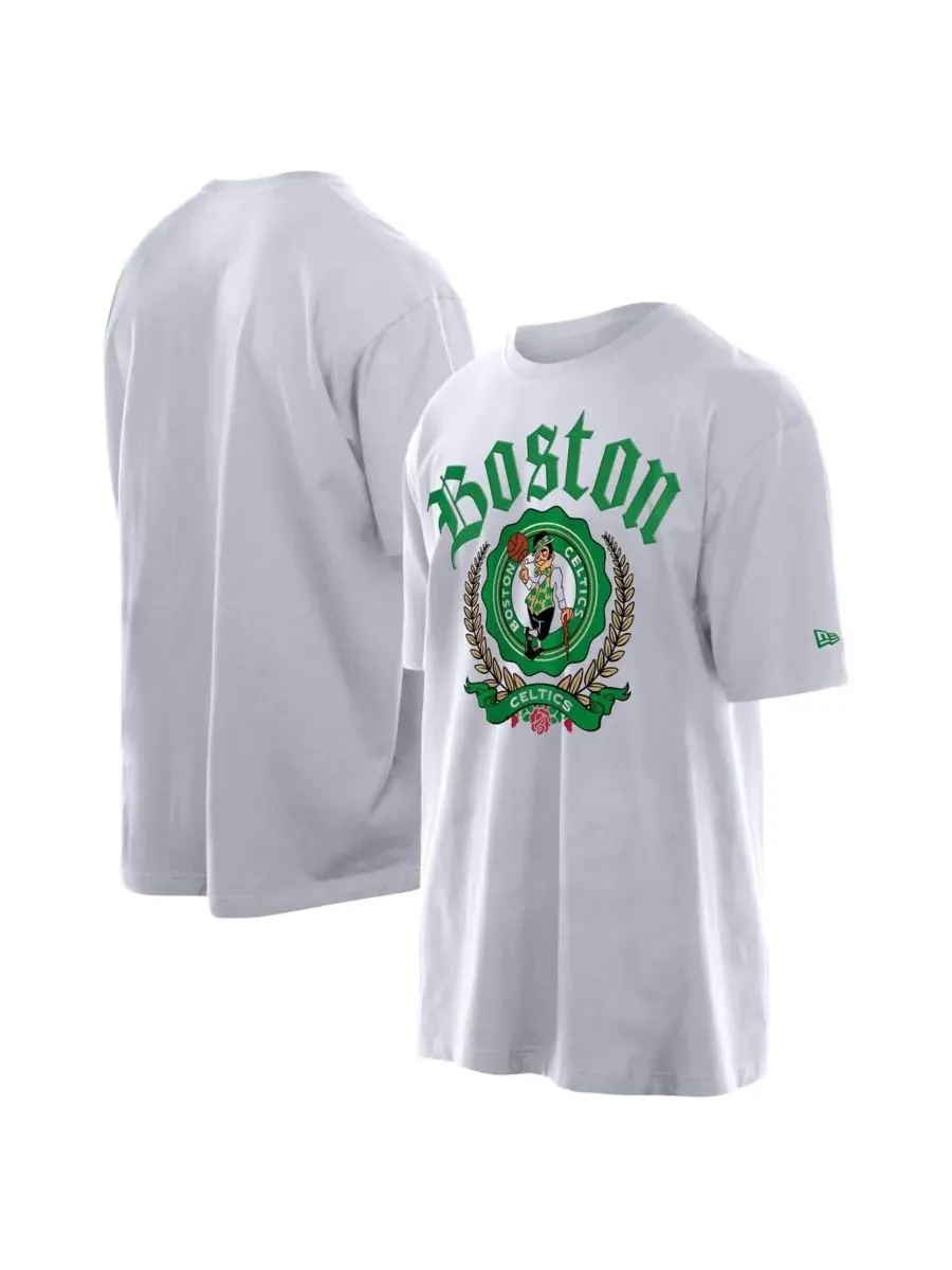 New Era Мужская белая футболка Boston Celtics в стиле ретро, оверсайз