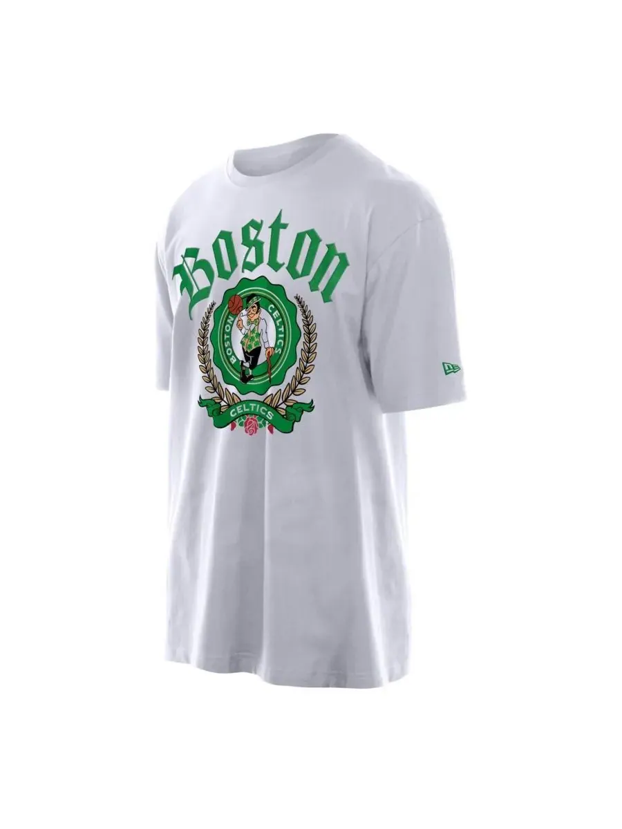 New Era Мужская белая футболка Boston Celtics в стиле ретро, оверсайз — изображение 3 из 3, белый