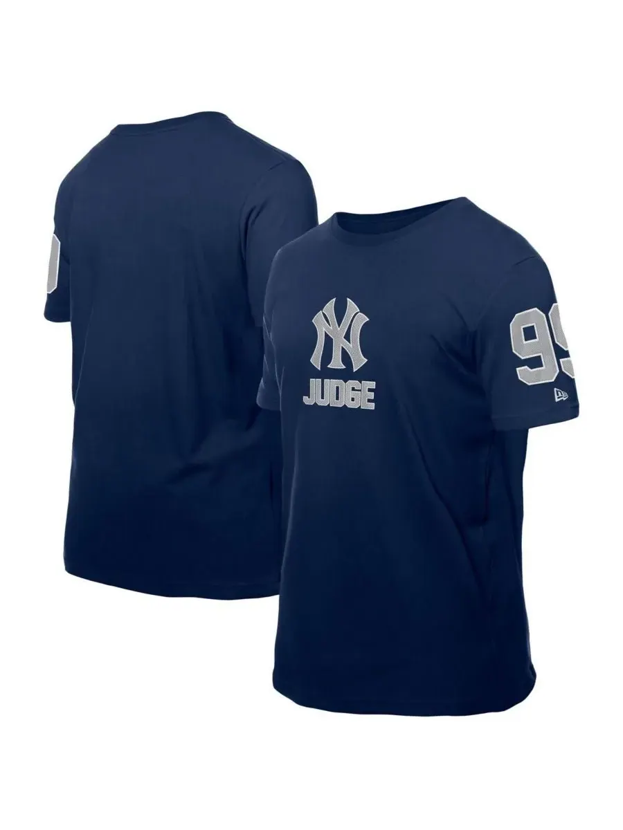New Era Мужская футболка Aaron Judge Navy New York Yankees Design Lab с именем и номером игрока