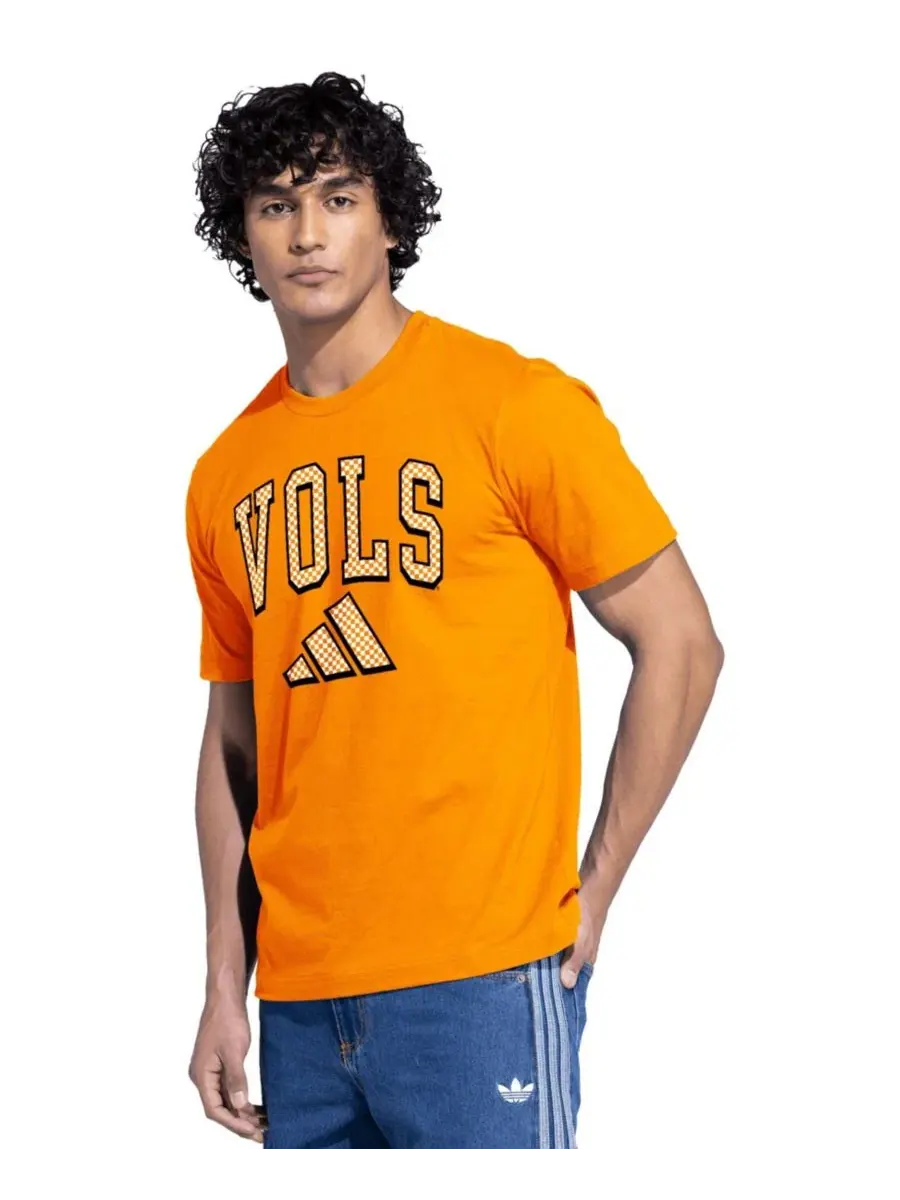 Футболка с принтом Checker Fresh adidas — изображение 2 из 3, оранжевый