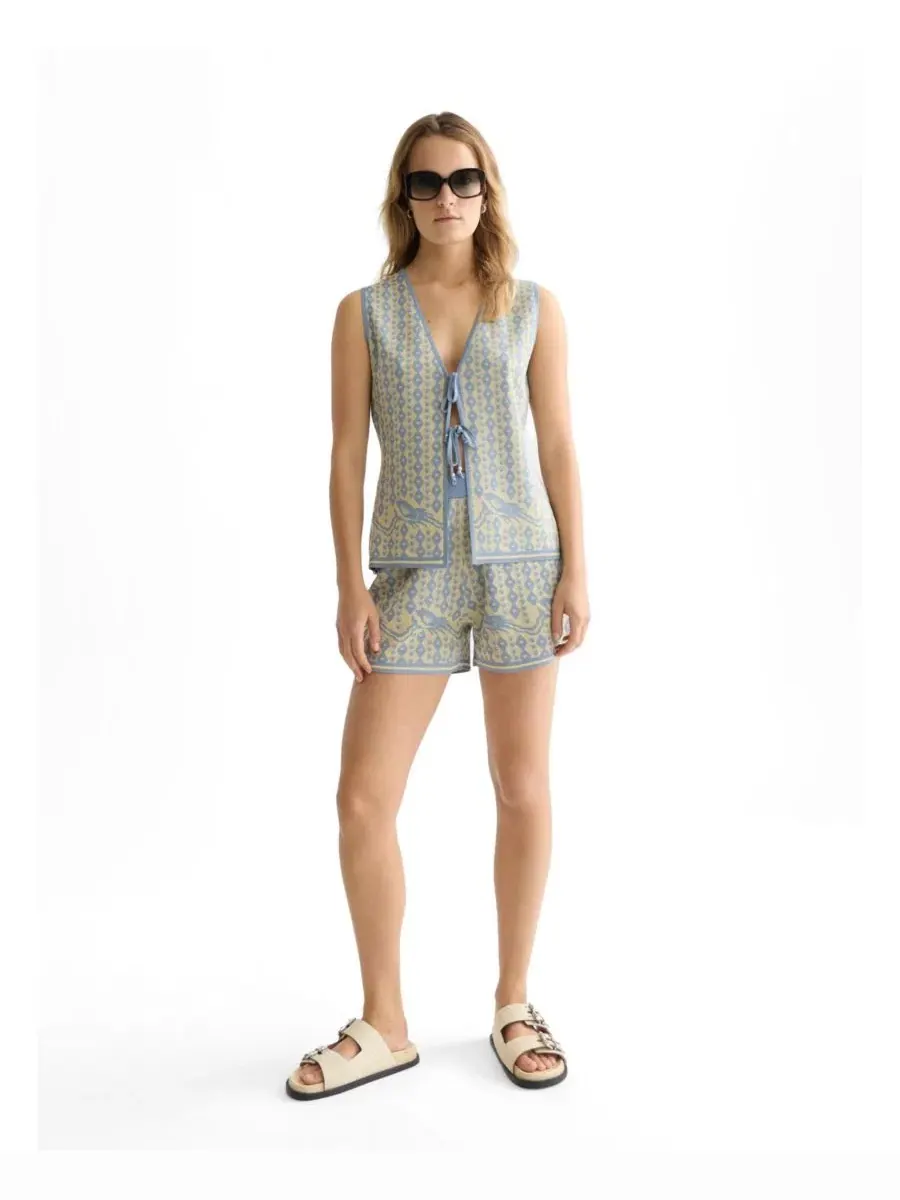 Жаккардовый жилет без рукавов, модель Jacquard Knitted Vest SCOTCH & SODA, Cactus Stripe Placed — изображение 2 из 5