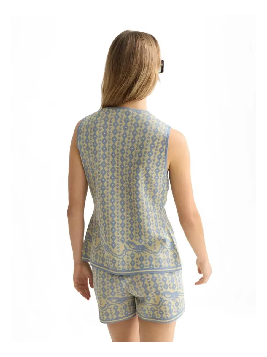 Жаккардовый жилет без рукавов, модель Jacquard Knitted Vest SCOTCH & SODA, Cactus Stripe Placed — изображение 3 из 5