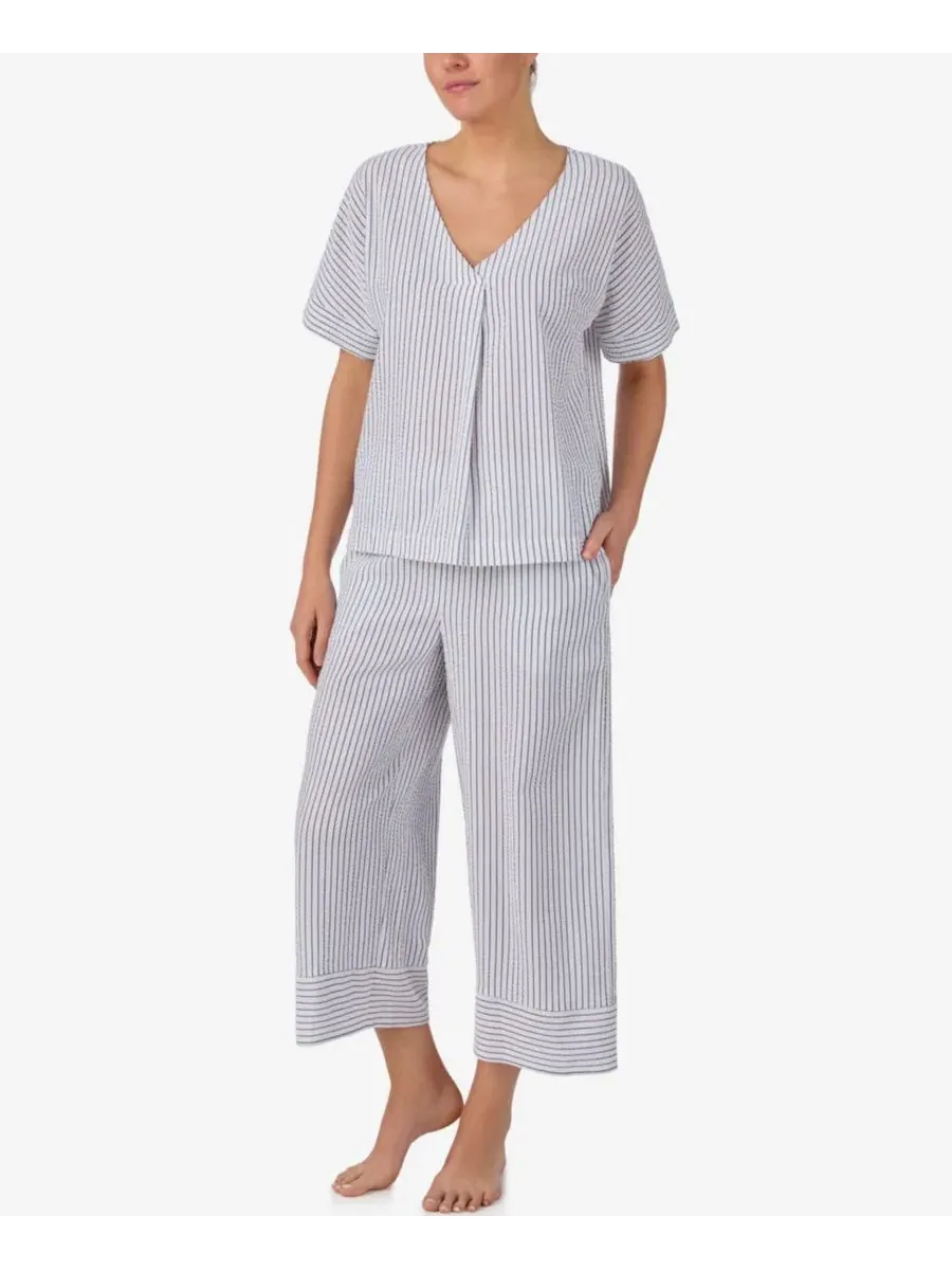 Пижамный комплект из сисака с V-образным вырезом и коротким рукавом DKNY, Stp