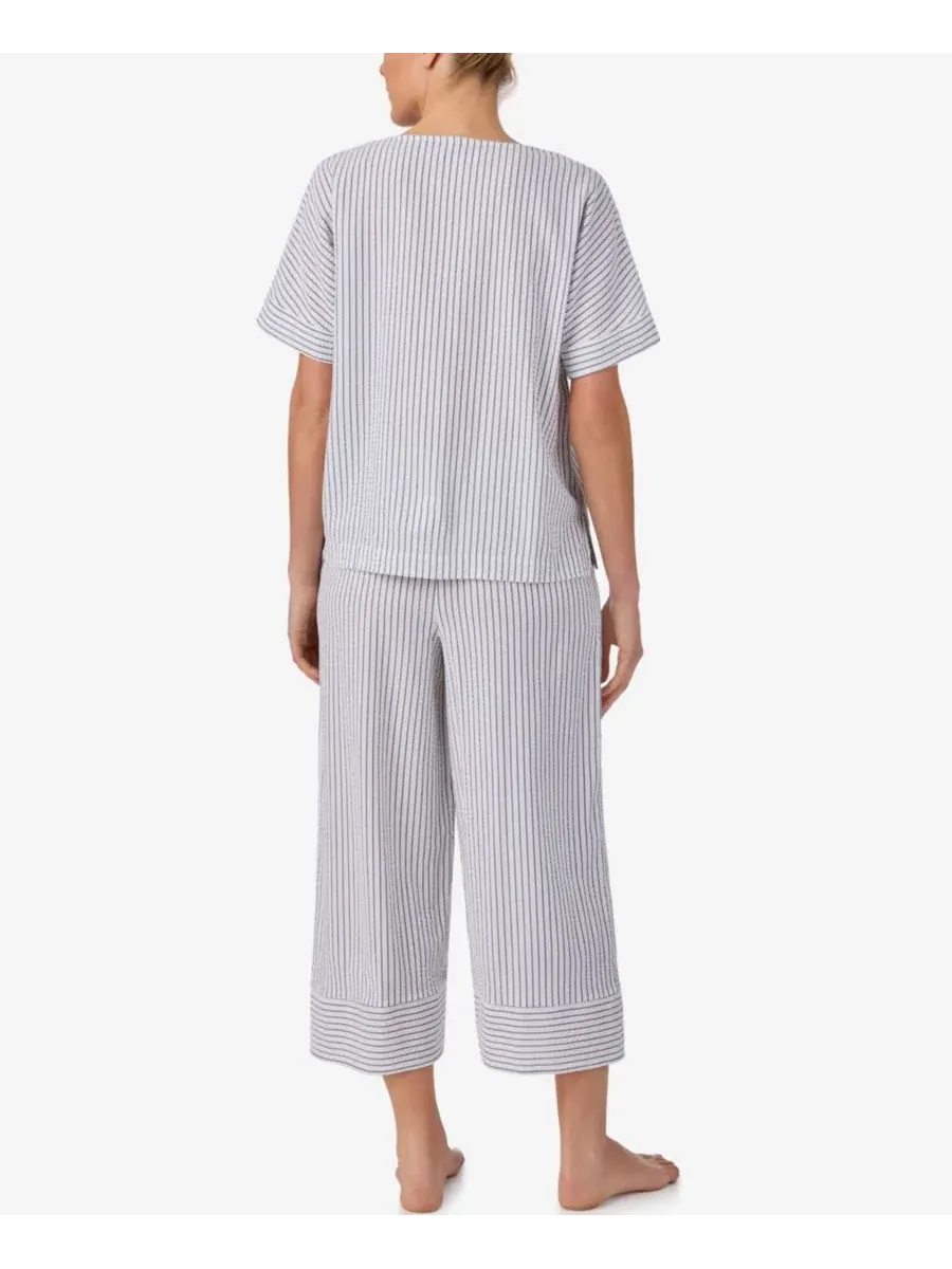 Пижамный комплект из сисака с V-образным вырезом и коротким рукавом DKNY, Stp — изображение 3 из 3