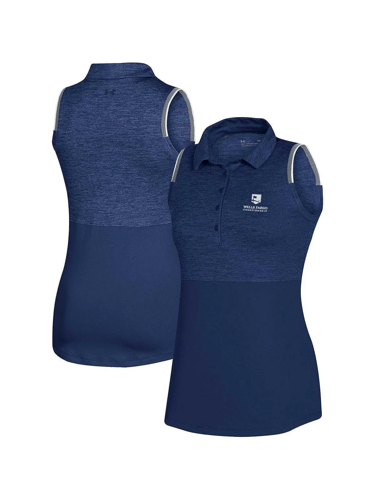 Женская рубашка-поло без рукавов темно-синего цвета Wells Fargo Championship Playoff Under Armour