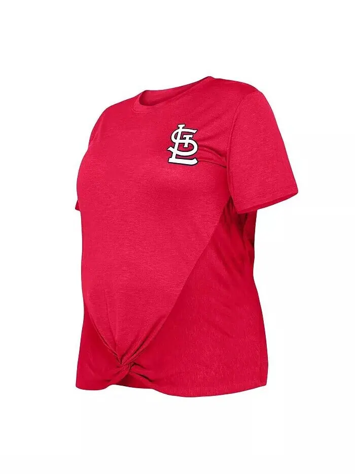 Женская красная футболка St. Louis Cardinals размера плюс с двумя узлами спереди New Era — изображение 3 из 4