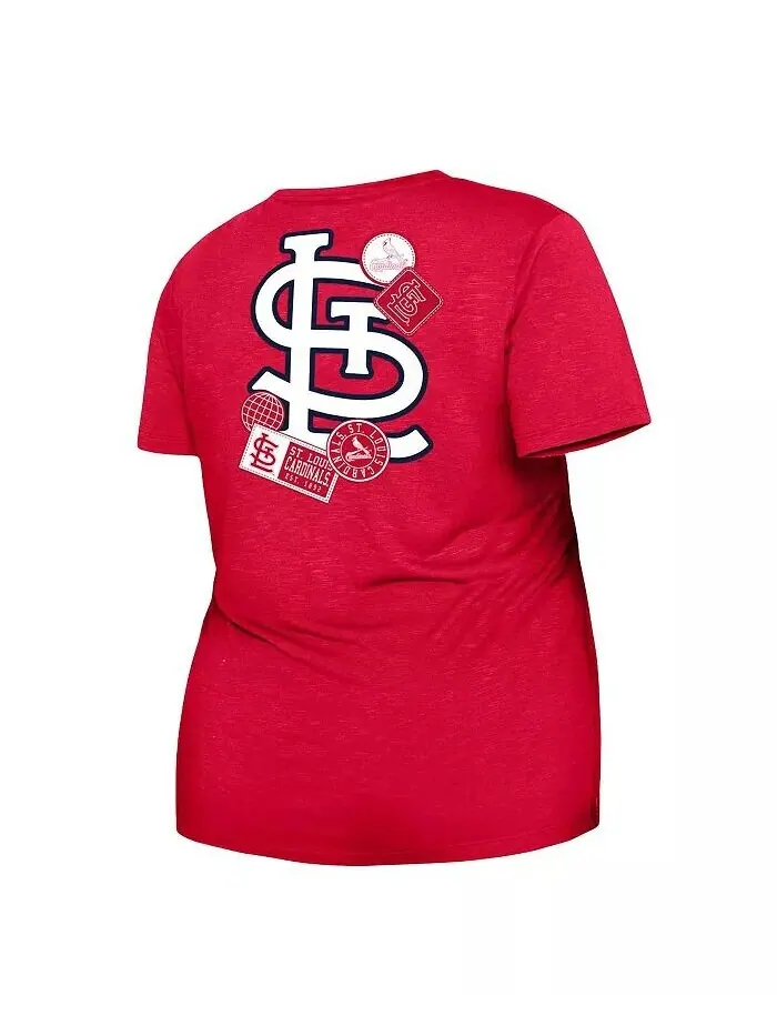 Женская красная футболка St. Louis Cardinals размера плюс с двумя узлами спереди New Era — изображение 4 из 4