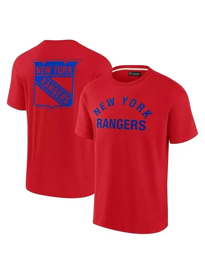 Мужская и женская красная футболка New York Rangers Super Soft с коротким рукавом Fanatics Signature — изображение 1 из 3