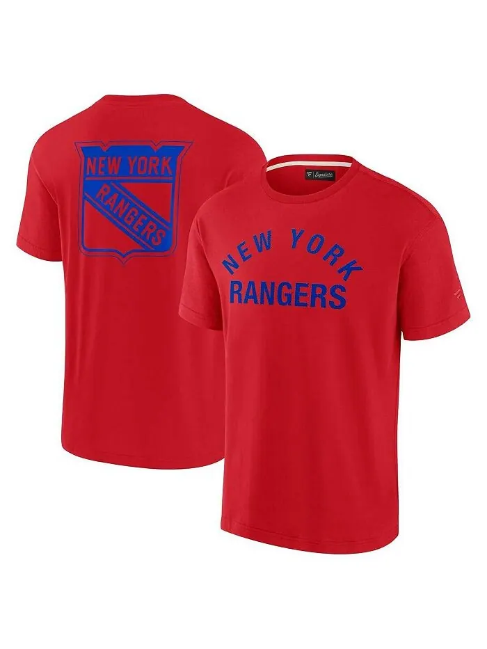 Мужская и женская красная супермягкая футболка с коротким рукавом New York Rangers Fanatics