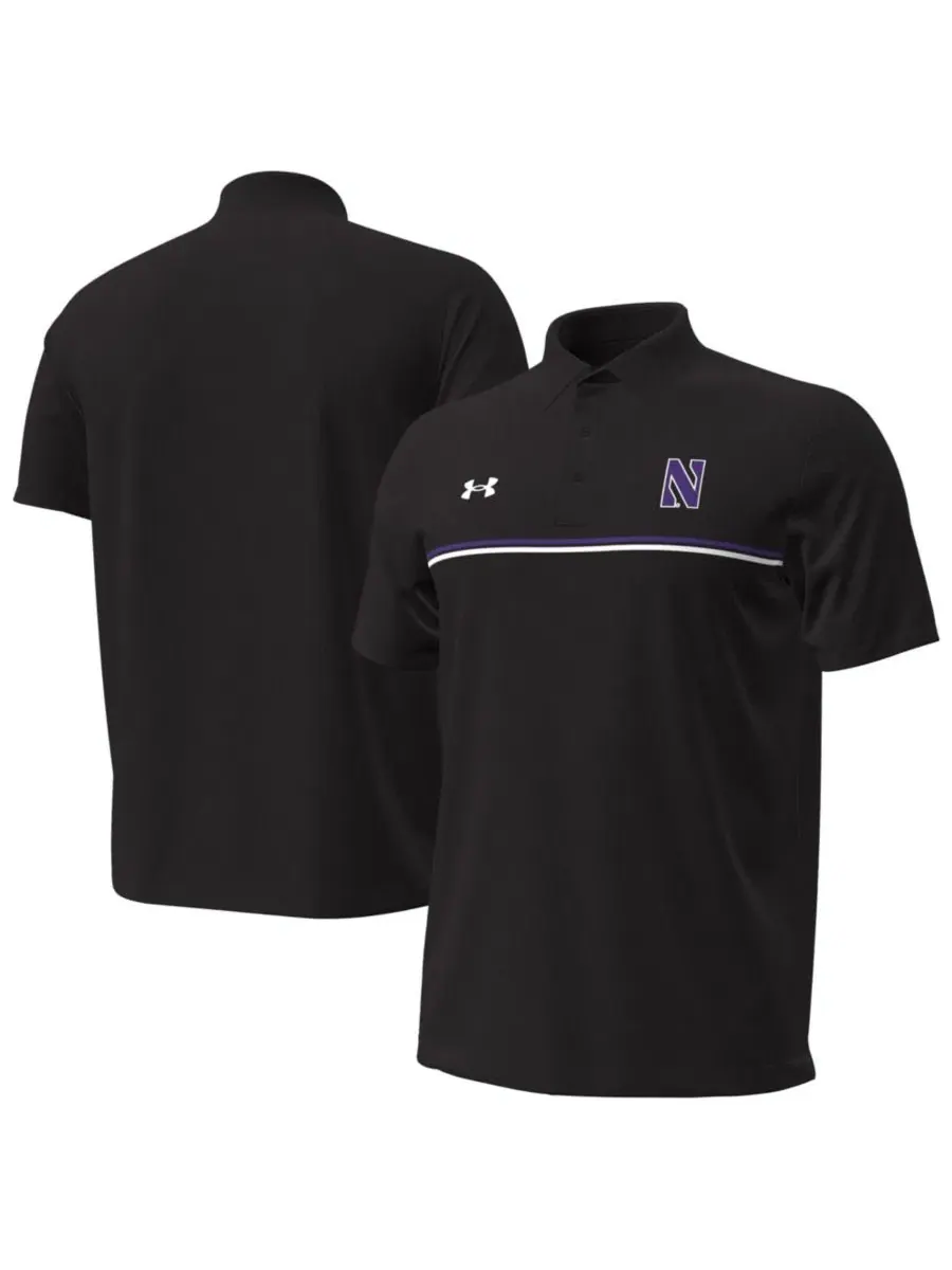Поло с длинным рукавом Northwestern Wildcats Performance Drive Chest Stripe Under Armour