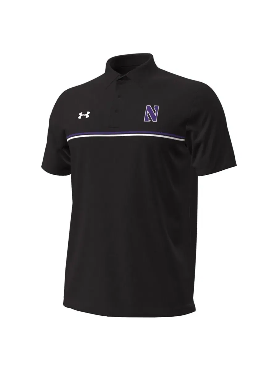 Поло с длинным рукавом Northwestern Wildcats Performance Drive Chest Stripe Under Armour — изображение 2 из 3, черный