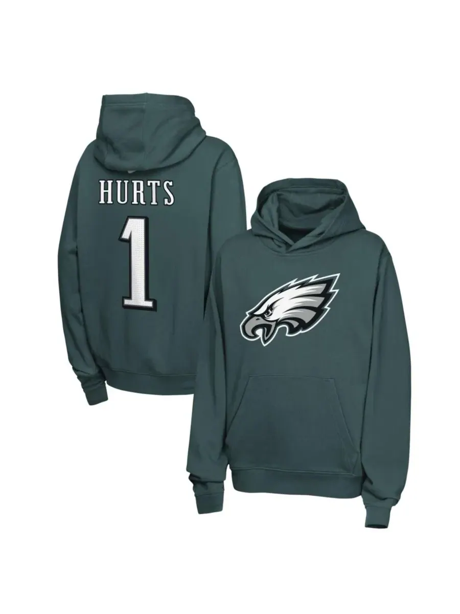 Худи с принтом Jalen Hurts Midnight Green Philadelphia Eagles Name & Number Club Fleece Nike