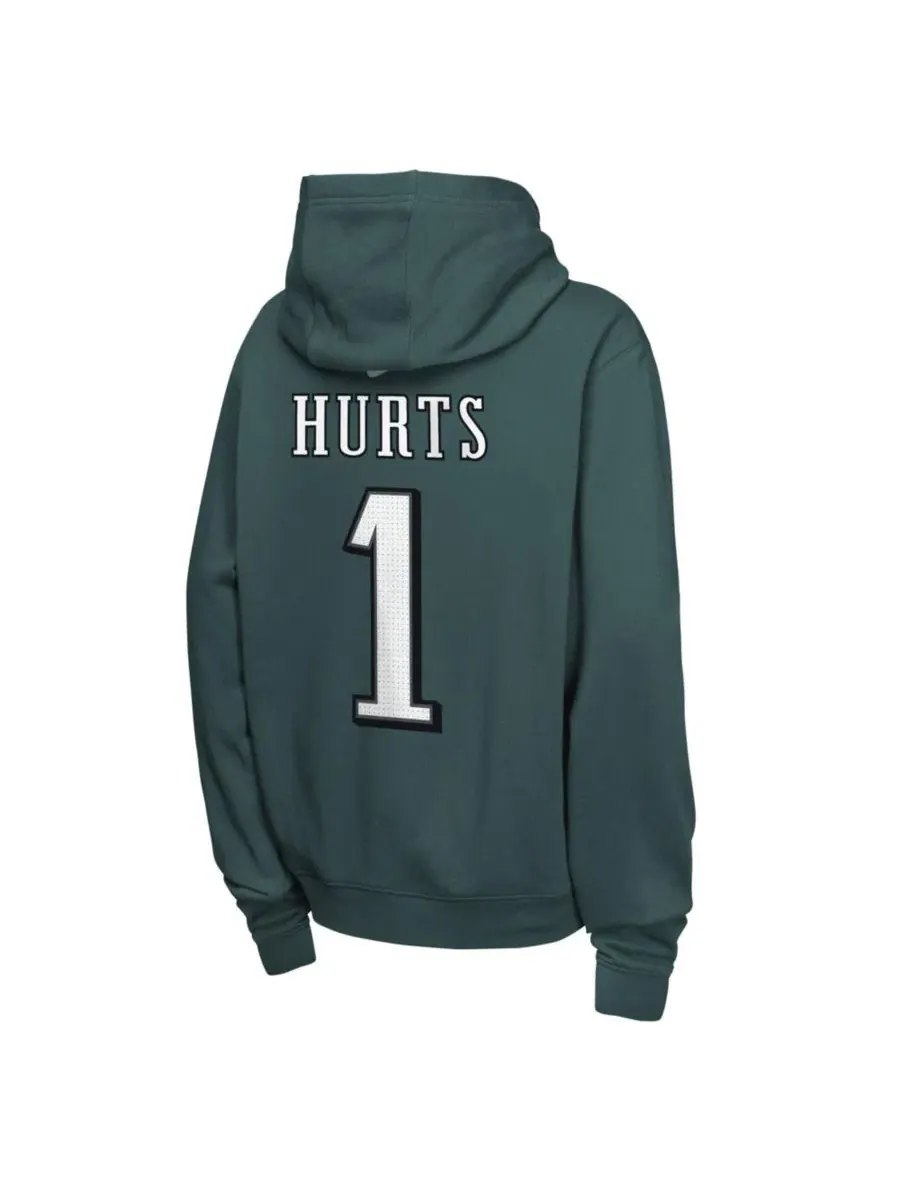 Худи с принтом Jalen Hurts Midnight Green Philadelphia Eagles Name & Number Club Fleece Nike — изображение 2 из 3, зеленый