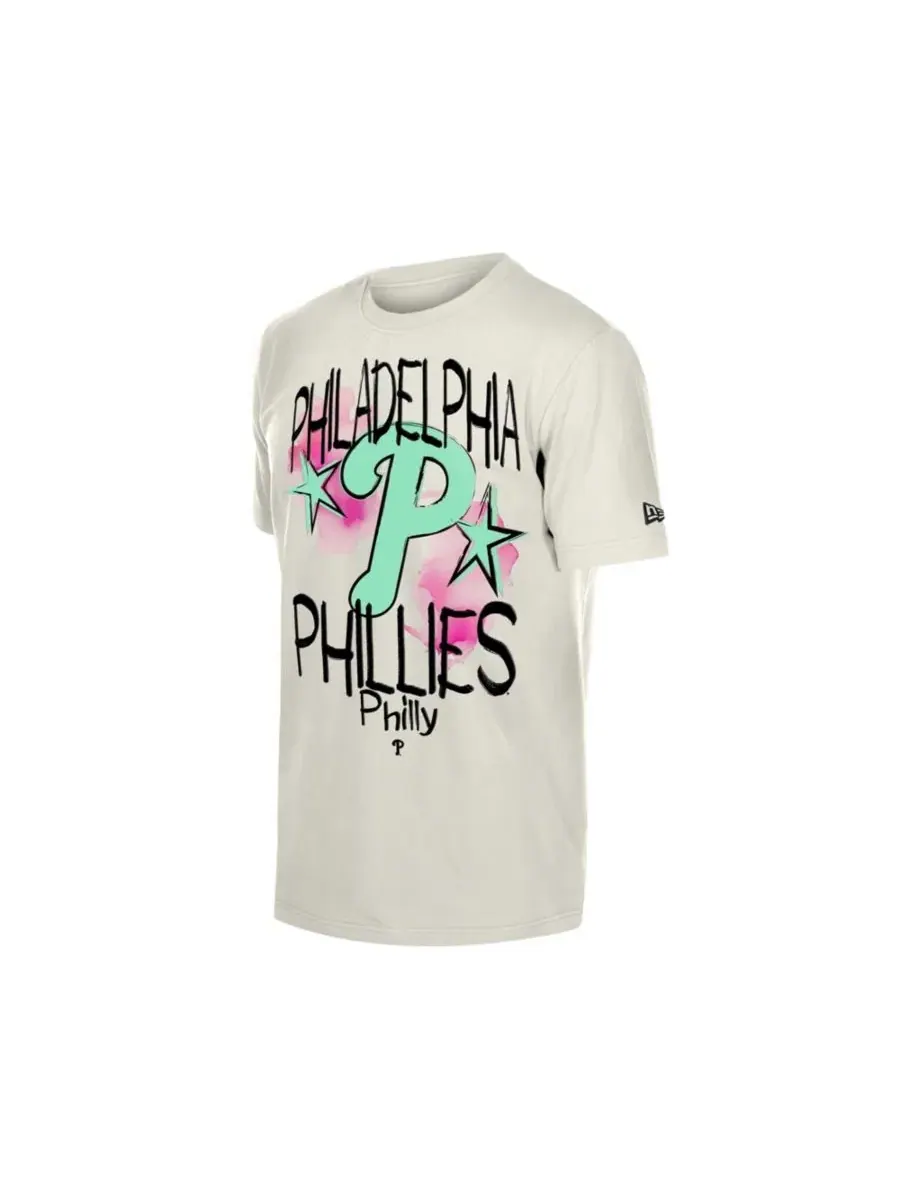 Футболка с принтом Philadelphia Phillies Punk Core New Era — изображение 3 из 4, бежевый