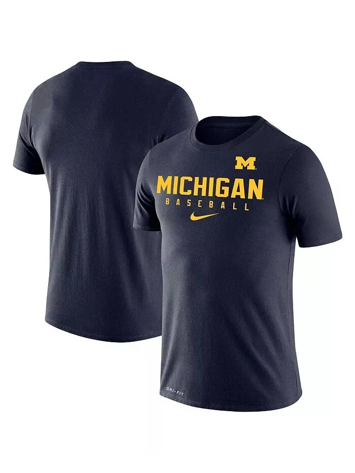 Футболка мужская темно-синяя с надписью «Michigan Wolverines Baseball Legend Performance» Nike — изображение 2 из 2
