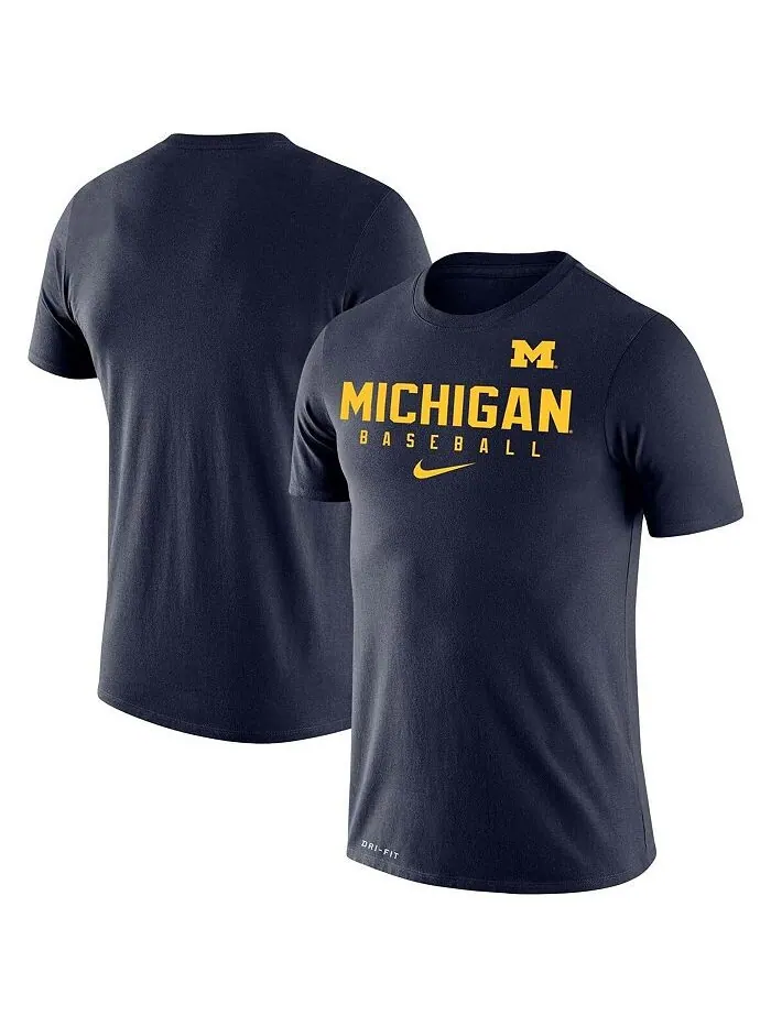 Мужская темно-синяя футболка Michigan Wolverines Baseball Legend Performance Nike