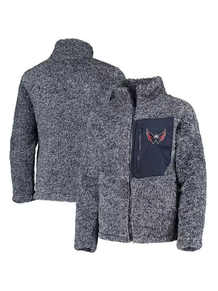 Куртка Big Girls Navy Washington Capitals Fan Gear Sherpa Full-Zip Outerstuff
