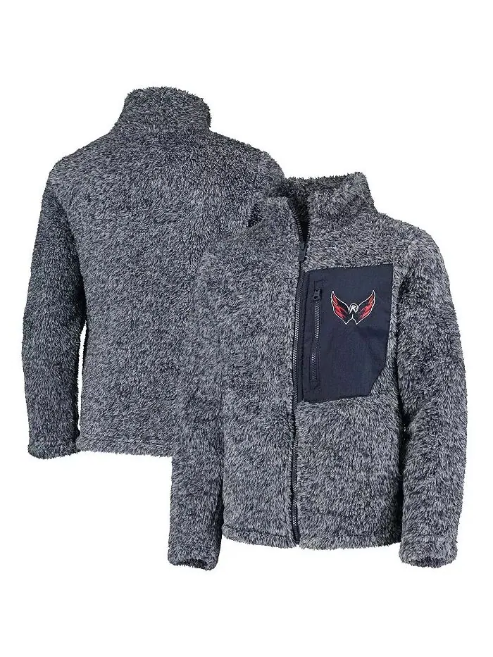 Куртка Big Girls Navy Washington Capitals Fan Gear Sherpa Full-Zip Outerstuff — изображение 2 из 5