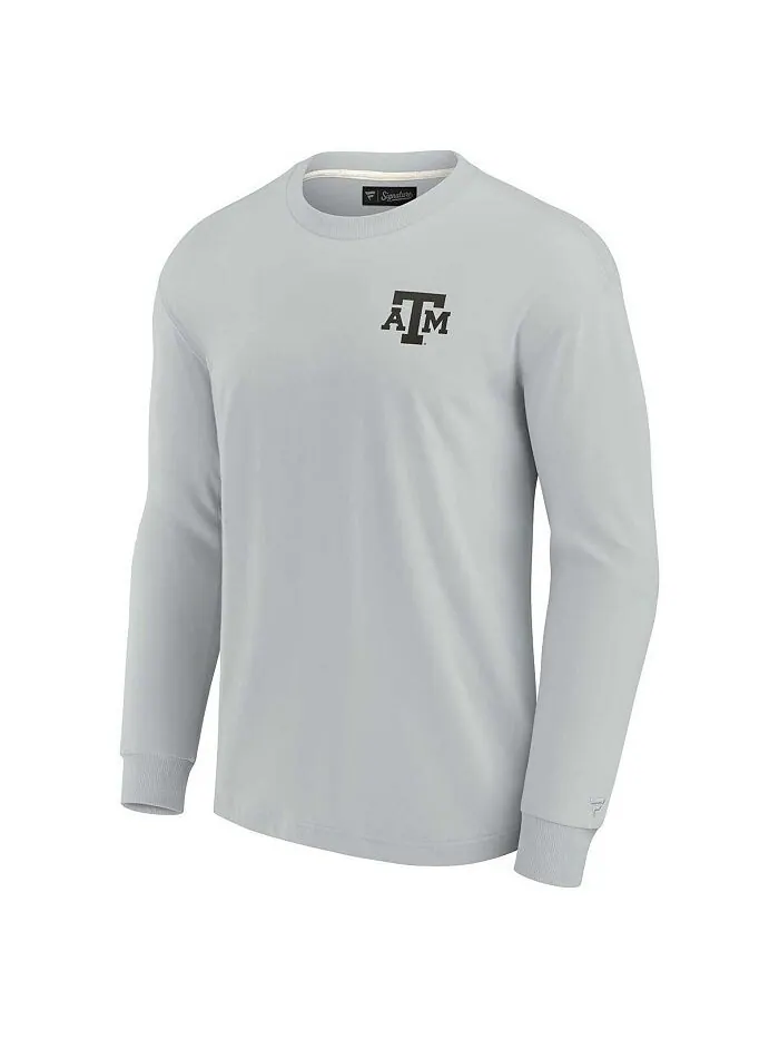 Мужская и женская серая футболка Texas A&M Aggies Super Soft с длинным рукавом Fanatics Signature — изображение 2 из 3, серый