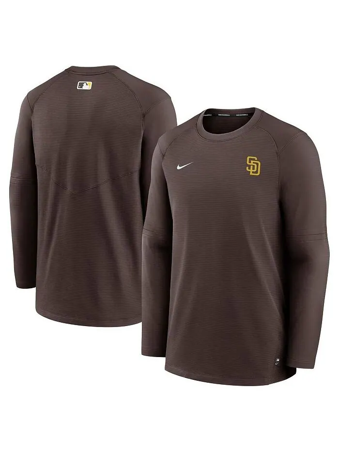 Мужская коричневая футболка с длинным рукавом и логотипом San Diego Padres Authentic Collection