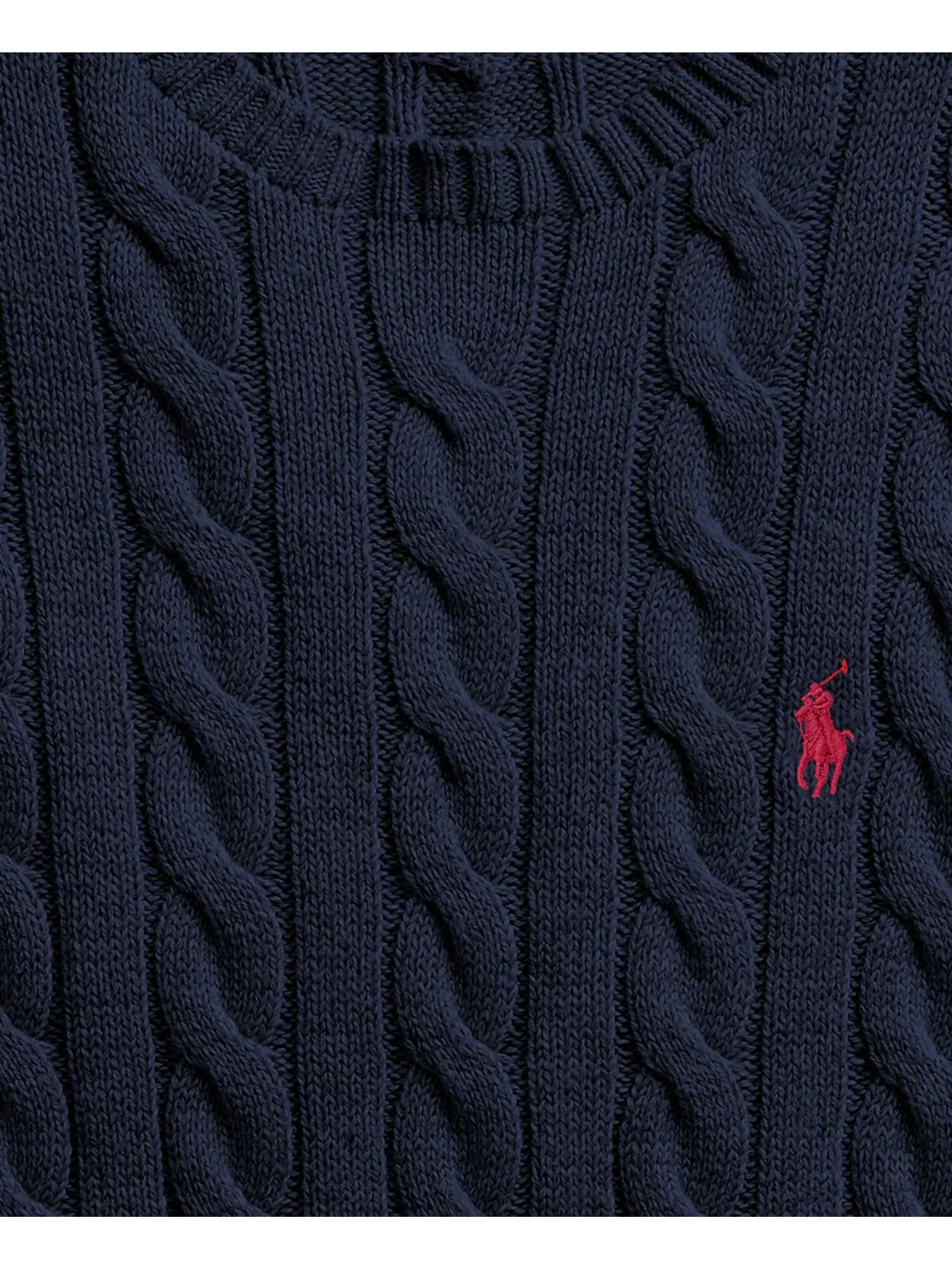 Мужской хлопковый свитер косой вязки Polo Ralph Lauren — изображение 7 из 8, темно-синий