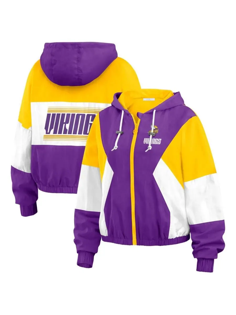 WEAR by Erin Andrews Женская фиолетовая ветровка на молнии с цветными блоками в стиле Minnesota