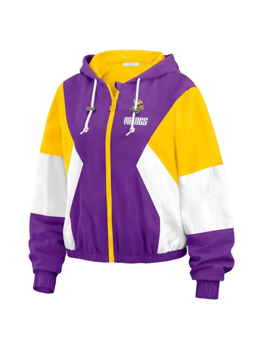 WEAR by Erin Andrews Женская фиолетовая ветровка на молнии с цветными блоками в стиле Minnesota — изображение 3 из 5