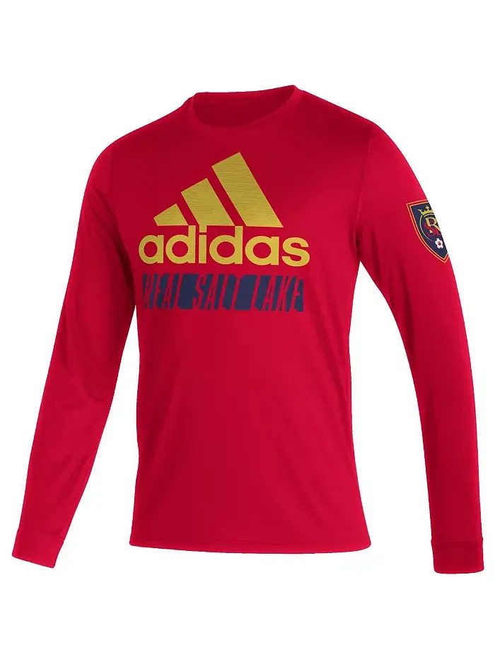 Мужская красная футболка Real Salt Lake Vintage Performance с длинным рукавом adidas — изображение 2 из 3