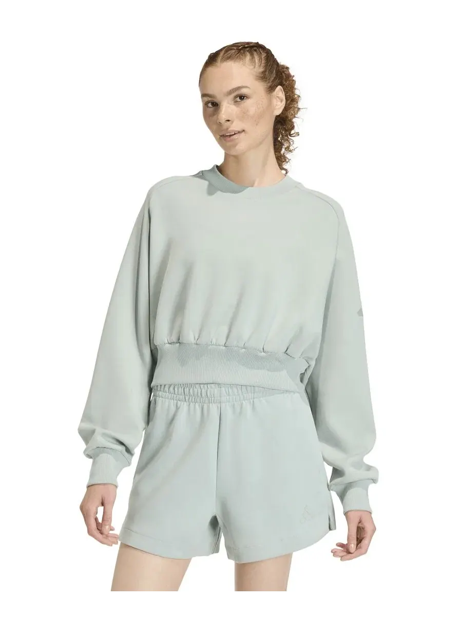 Женская мягкая толстовка Soft Lux с круглым вырезом свободного кроя adidas, Wonder Sage