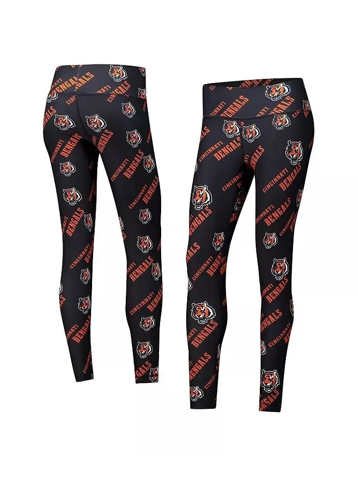 Женские черные леггинсы для сна с принтом Cincinnati Bengals Breakthrough Allover Concepts Sport