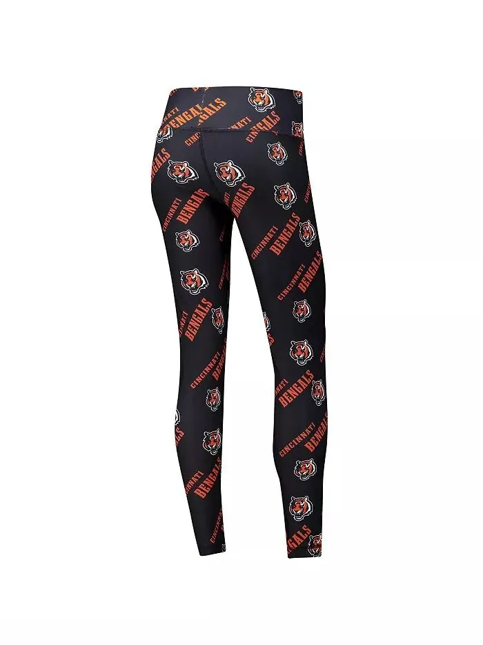 Женские черные леггинсы для сна с принтом Cincinnati Bengals Breakthrough Allover Concepts Sport — изображение 2 из 3