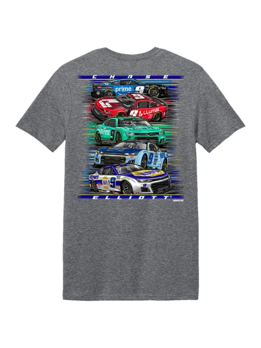 Мужская футболка с принтом Chase Elliott Car Classic Ink — изображение 2 из 3, темно-серый