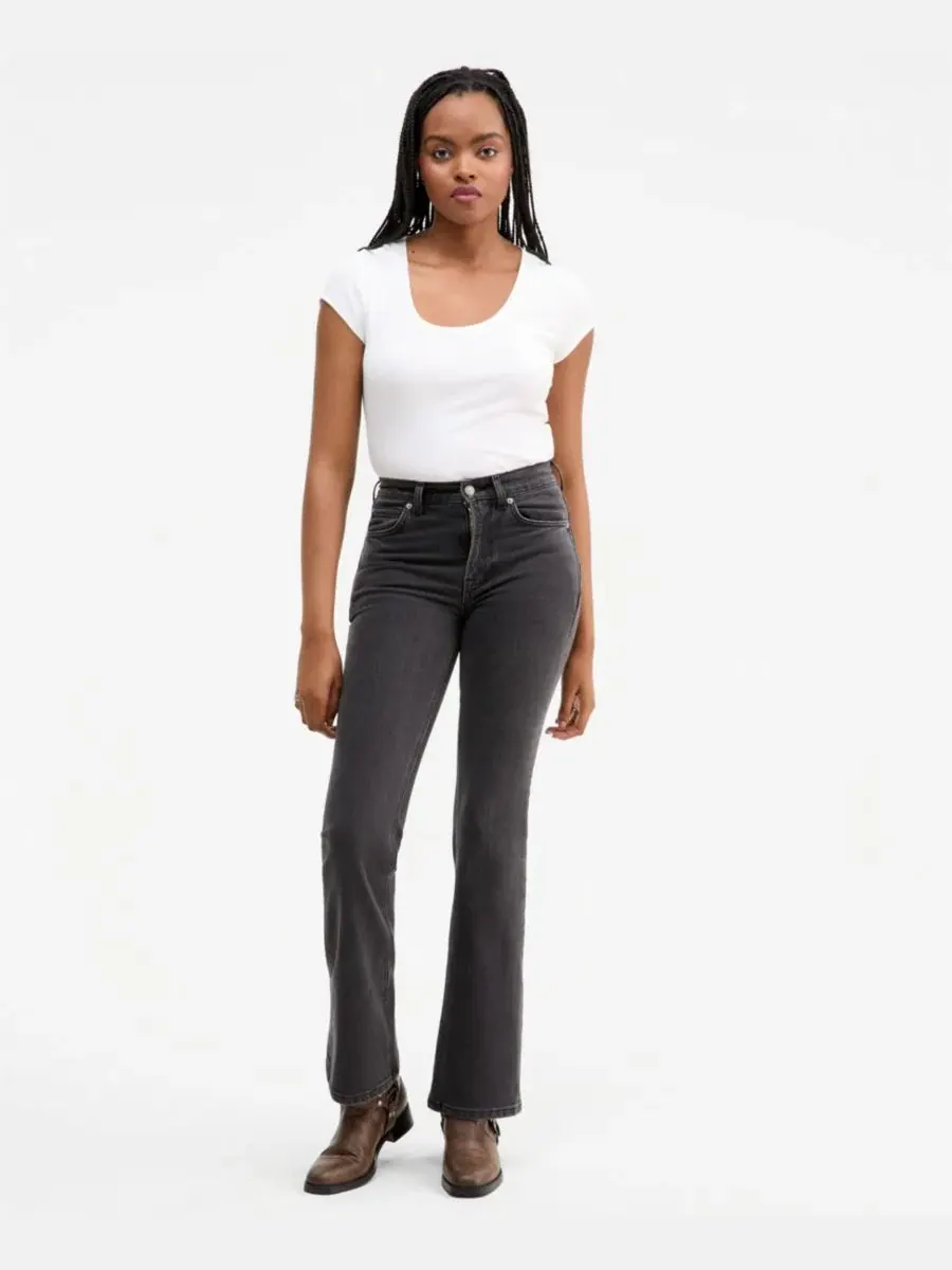 Джинсы клеш с высокой посадкой Double Knot Cotton Free People, Dark Horizon