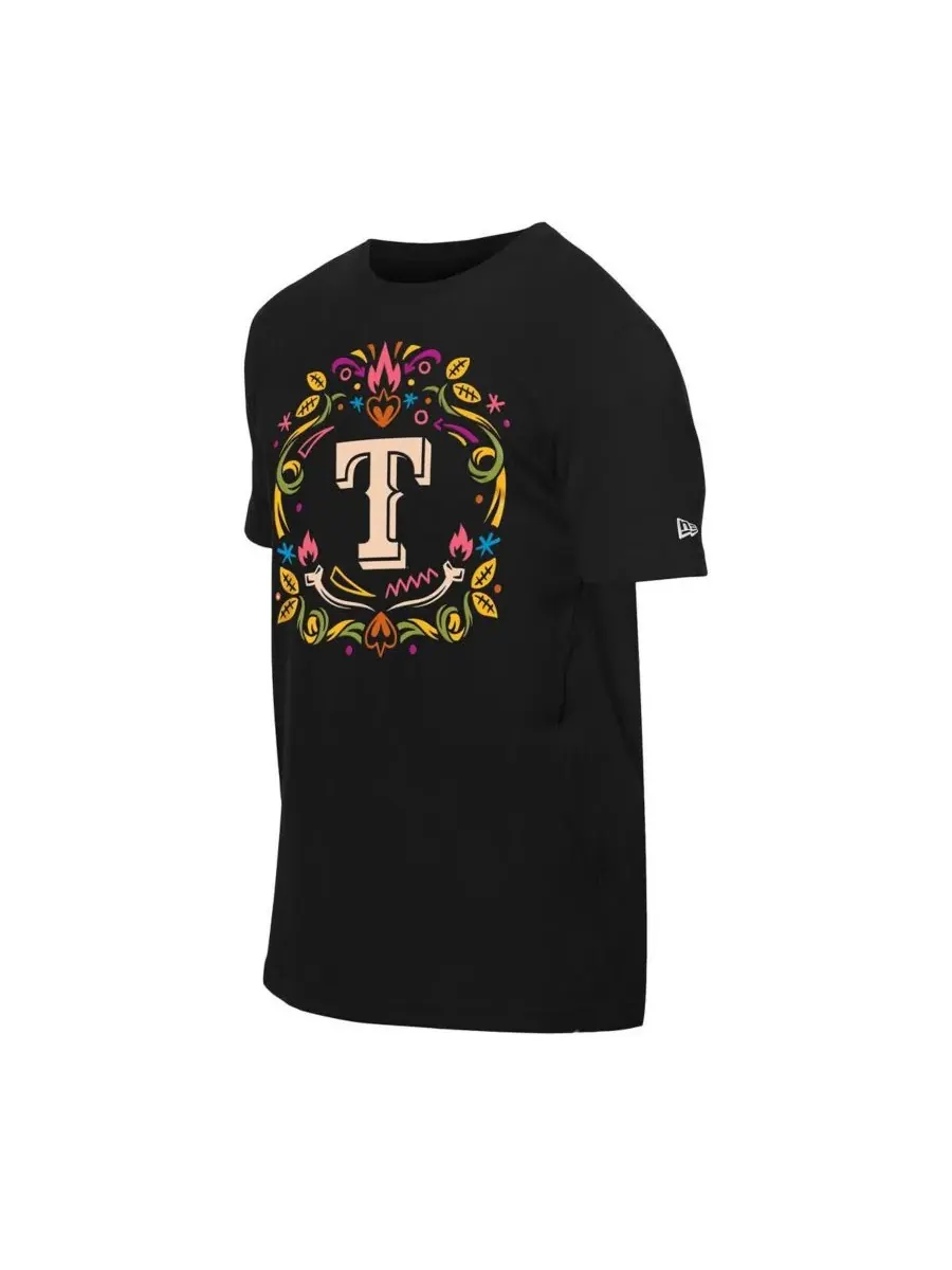 New Era Мужская черная футболка Texas Rangers Día De Los Muertos — изображение 2 из 4, черный