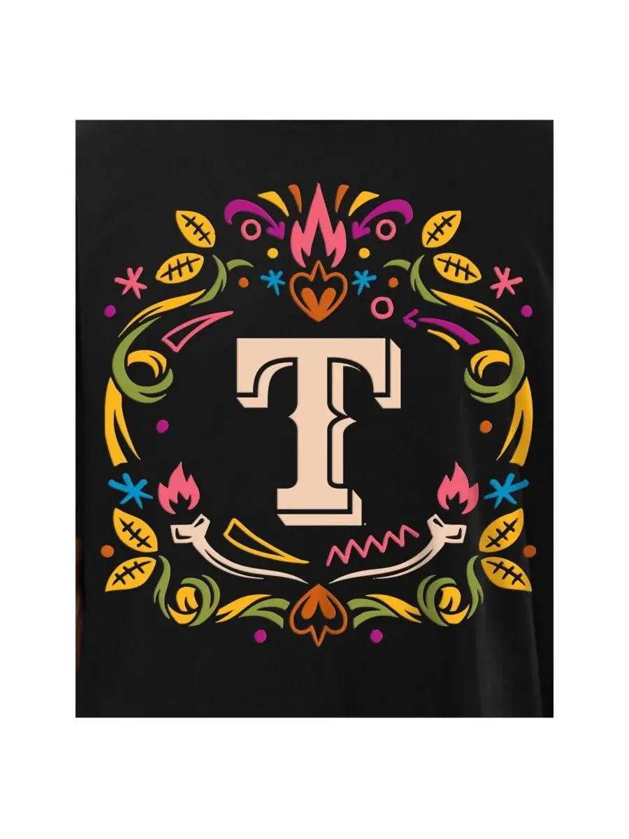 New Era Мужская черная футболка Texas Rangers Día De Los Muertos — изображение 4 из 4, черный