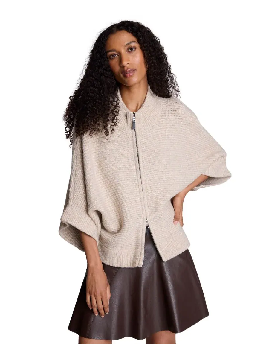 Кардиган на молнии с рукавом до локтя Dolman Kenneth Cole, Driftwood Heather — изображение 2 из 6