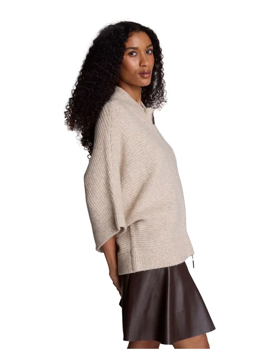Кардиган на молнии с рукавом до локтя Dolman Kenneth Cole, Driftwood Heather — изображение 3 из 6