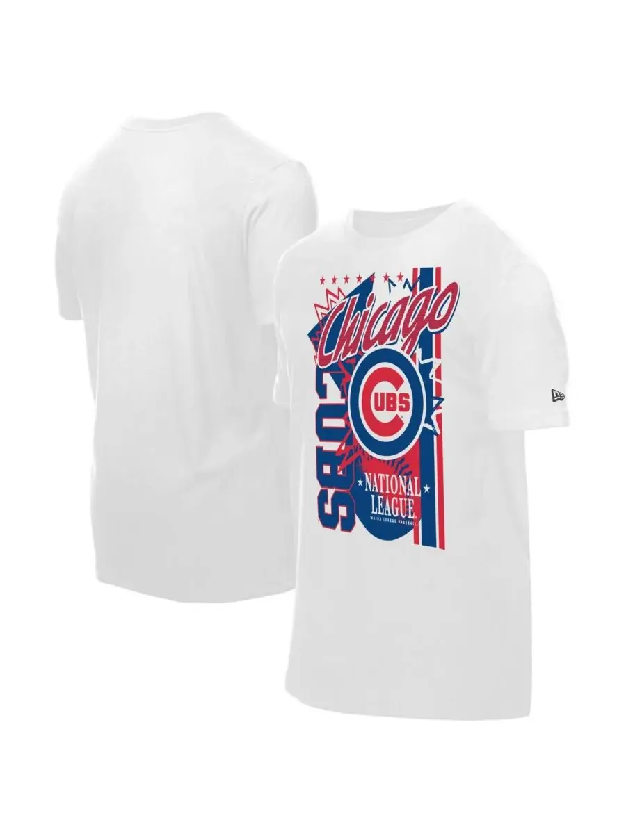 New Era Мужская белая футболка Chicago Cubs с крупным графическим принтом (домашний вариант)