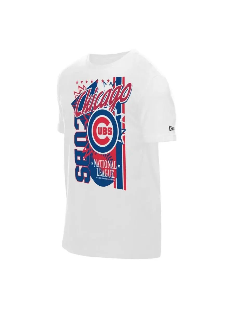 New Era Мужская белая футболка Chicago Cubs с крупным графическим принтом (домашний вариант) — изображение 5 из 5, белый
