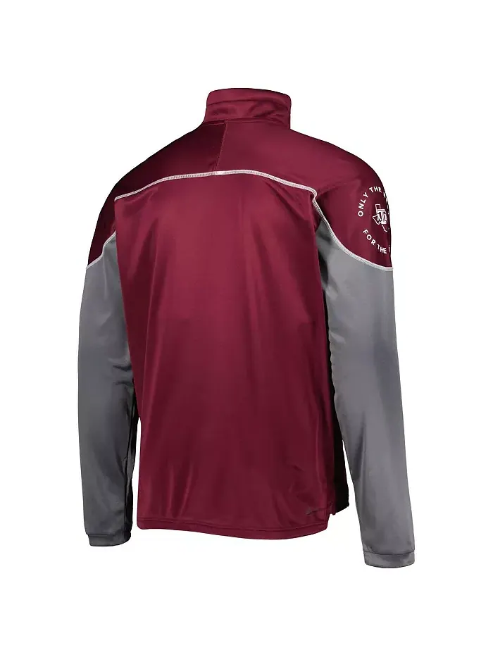 Мужская бордовая толстовка Texas A&M Aggies AEROREADY с четвертной застежкой на кнопки adidas — изображение 2 из 3