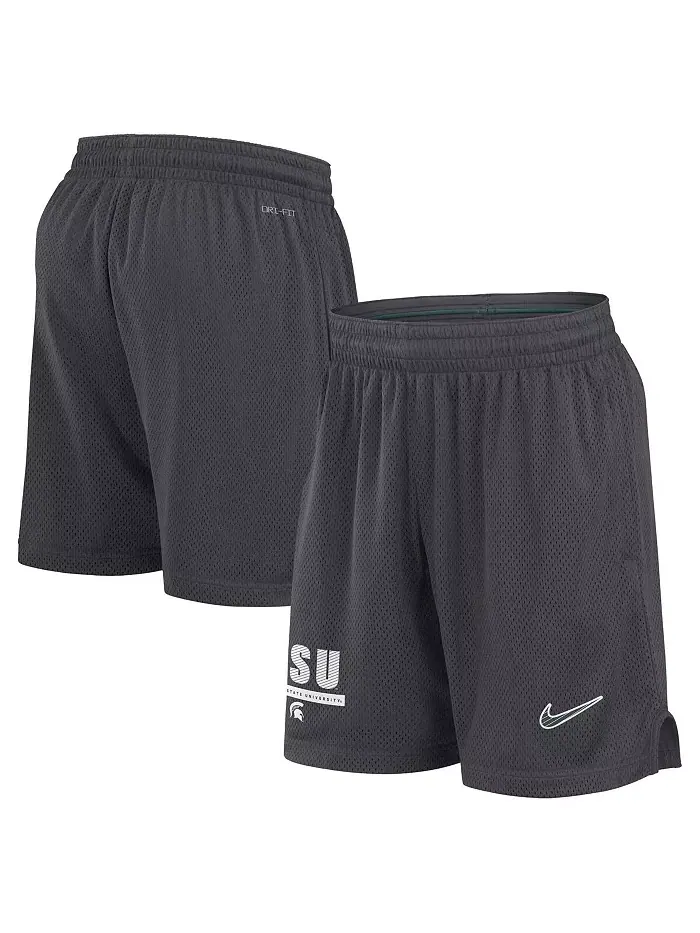 Мужские шорты Michigan State Spartans 2024 Sideline Mesh цвета антрацит Nike